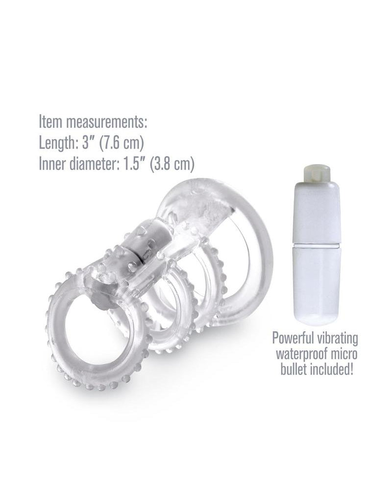 Jaula vibradora para pene Fantasy Xtensions, impermeable, transparente, 3 pulgadas