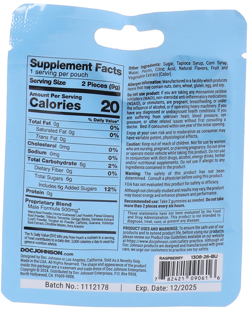 "Spanish Fly - Male Sex Gummies - 12 Pack - 2 Pcs Per Pack - Raspberry DJ1308-26-BX"