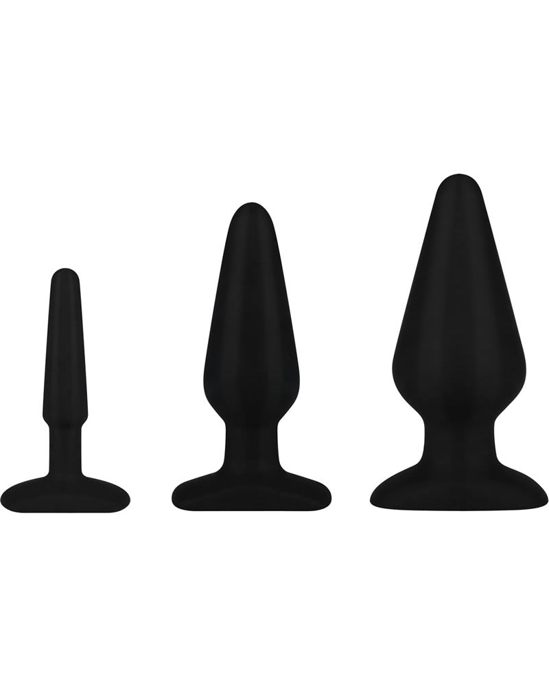 Hustler All About Anal Training Kit Silicone Anal Plugs Black 3 Each Per Kit