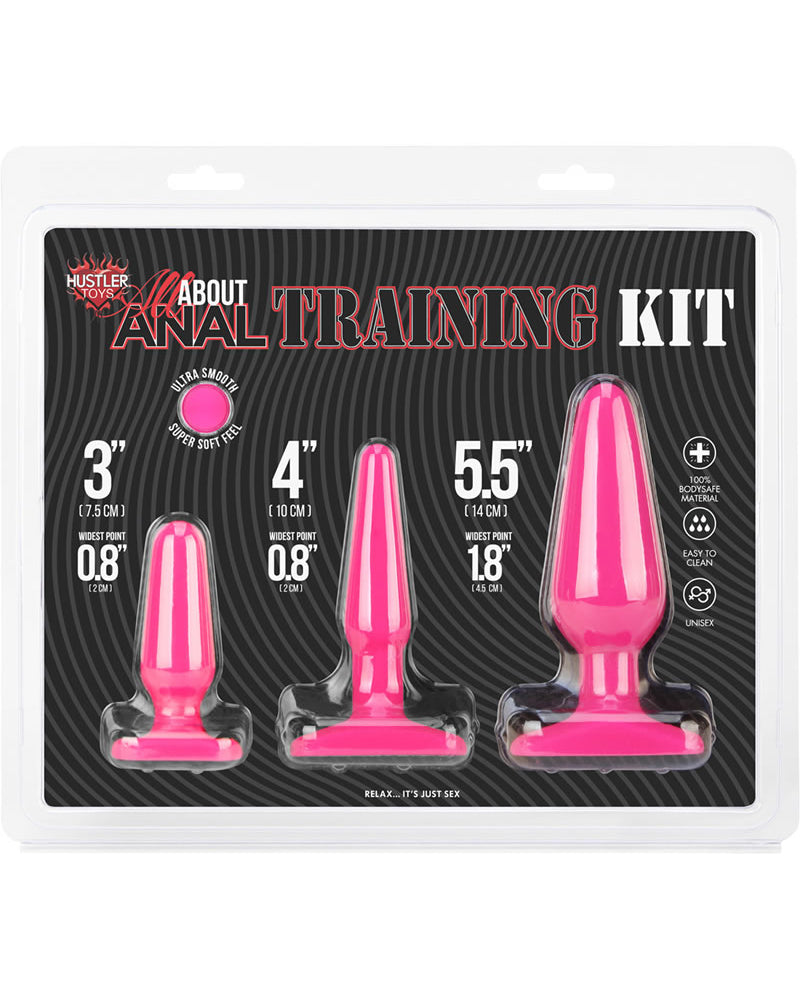 Hustler All About Anal Training Kit Silicone Anal Plugs Pink 3 Each Per Kit