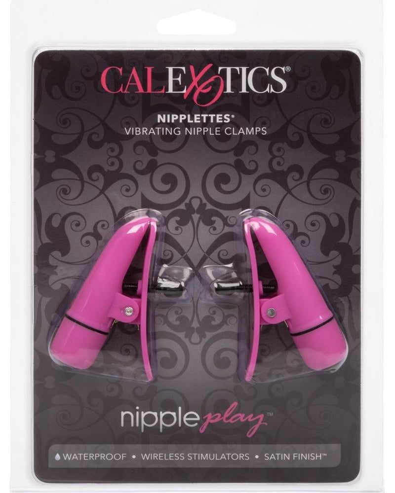 Pinzas vibradoras Nipple Play Nipplettes resistentes al agua de color rosa