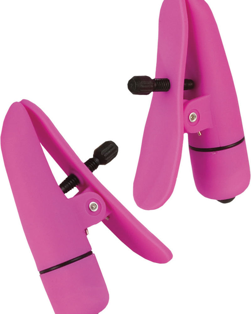 Pinzas vibradoras Nipple Play Nipplettes resistentes al agua de color rosa