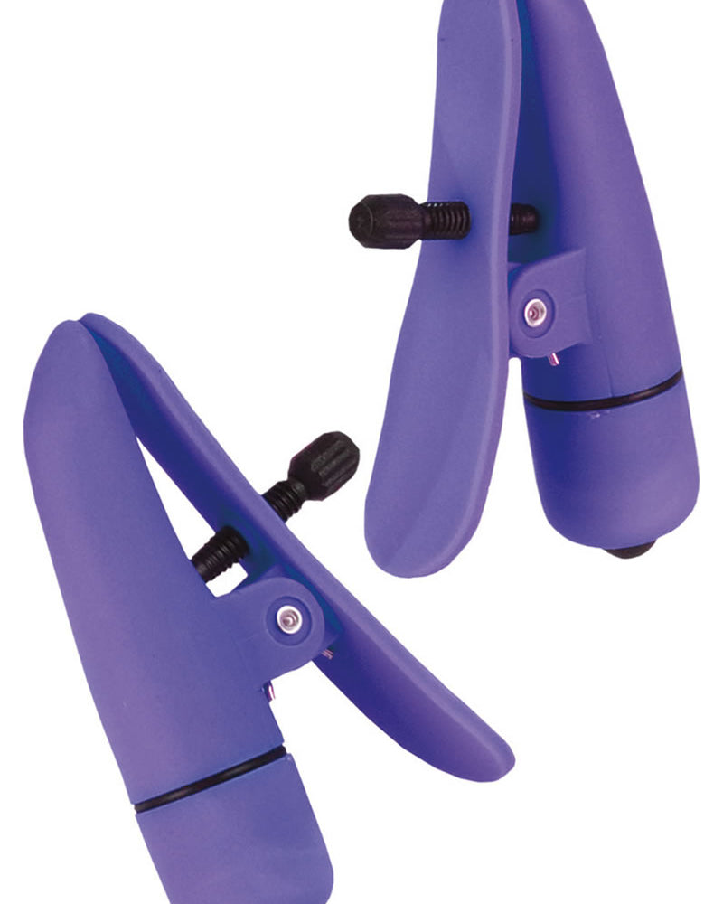 Pinzas vibradoras Nipple Play Nipplettes resistentes al agua color morado