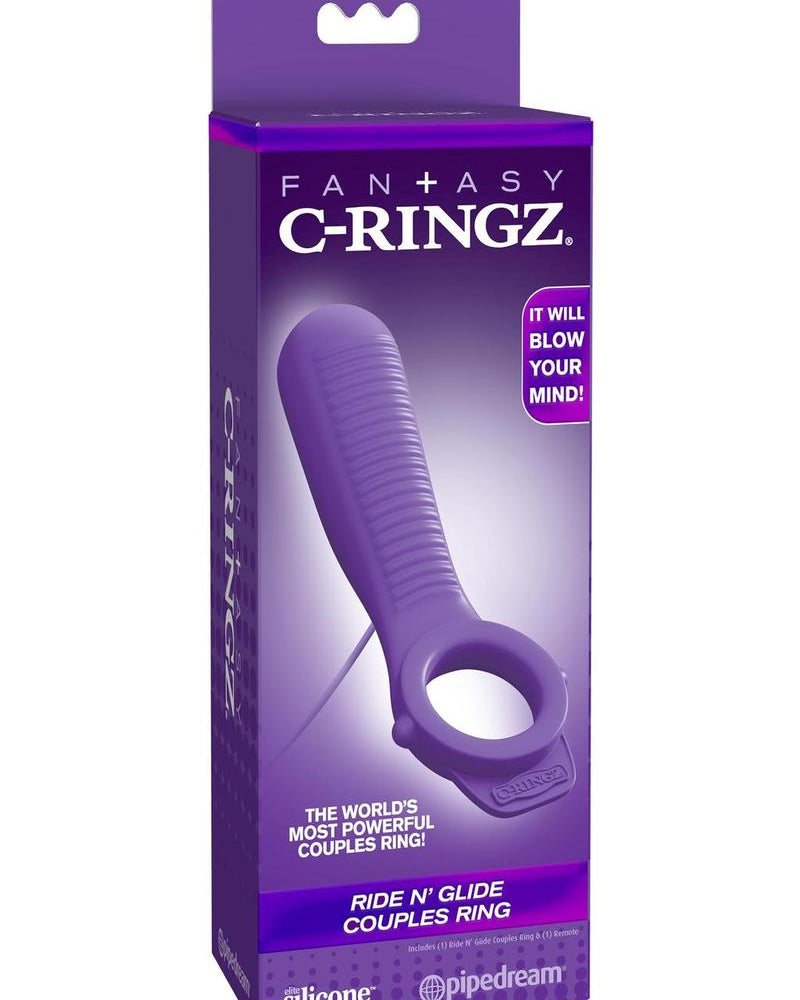 Fantasy C Ringz Ride N Glide Couples Ring Vibe Silicone Cockring Purple
