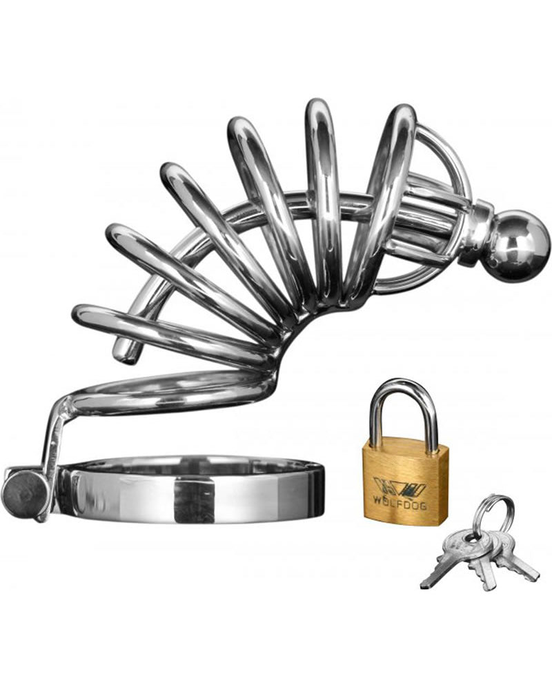 Master Series Asylum 6 Ring Locking Stainless Steel Chastity Cage Metal 6 Inch
