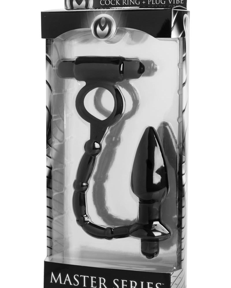 Master Series Viaticus Dual Silicone Cock Ring And Anal Plug Vibe Black 5 Inch