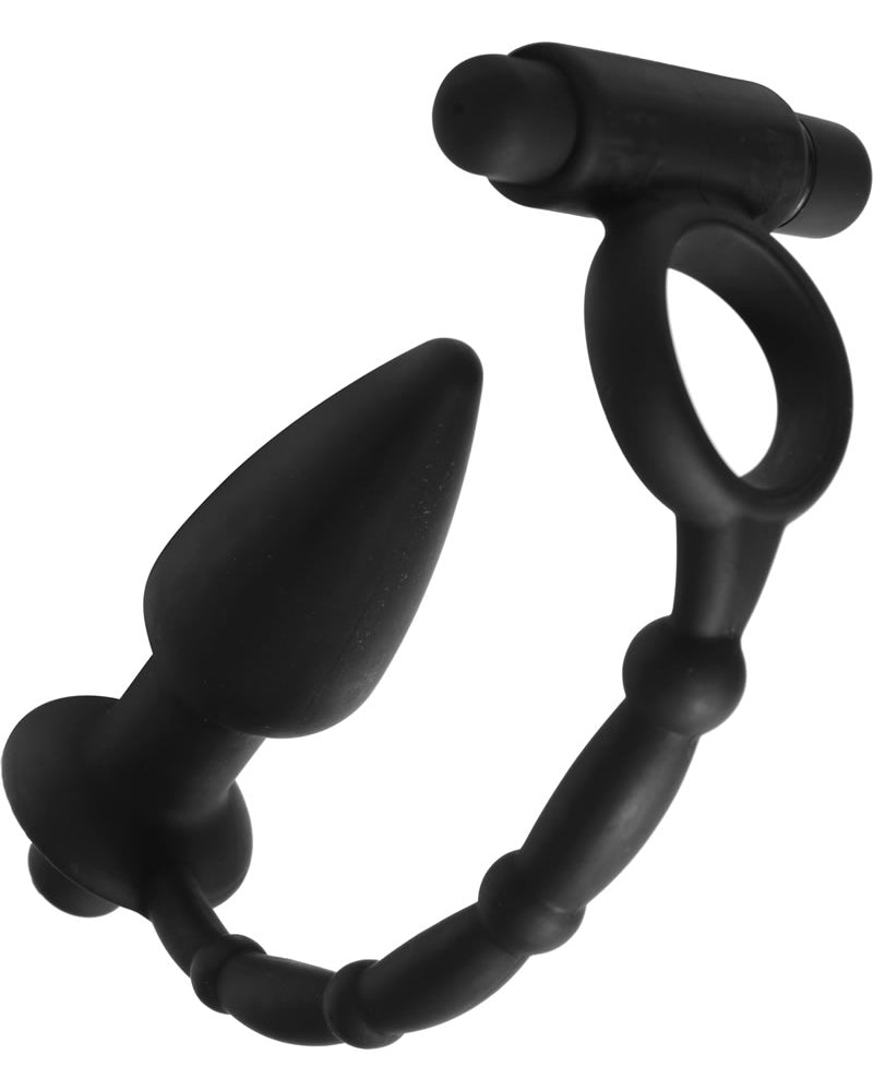Master Series Viaticus Dual Silicone Cock Ring And Anal Plug Vibe Black 5 Inch