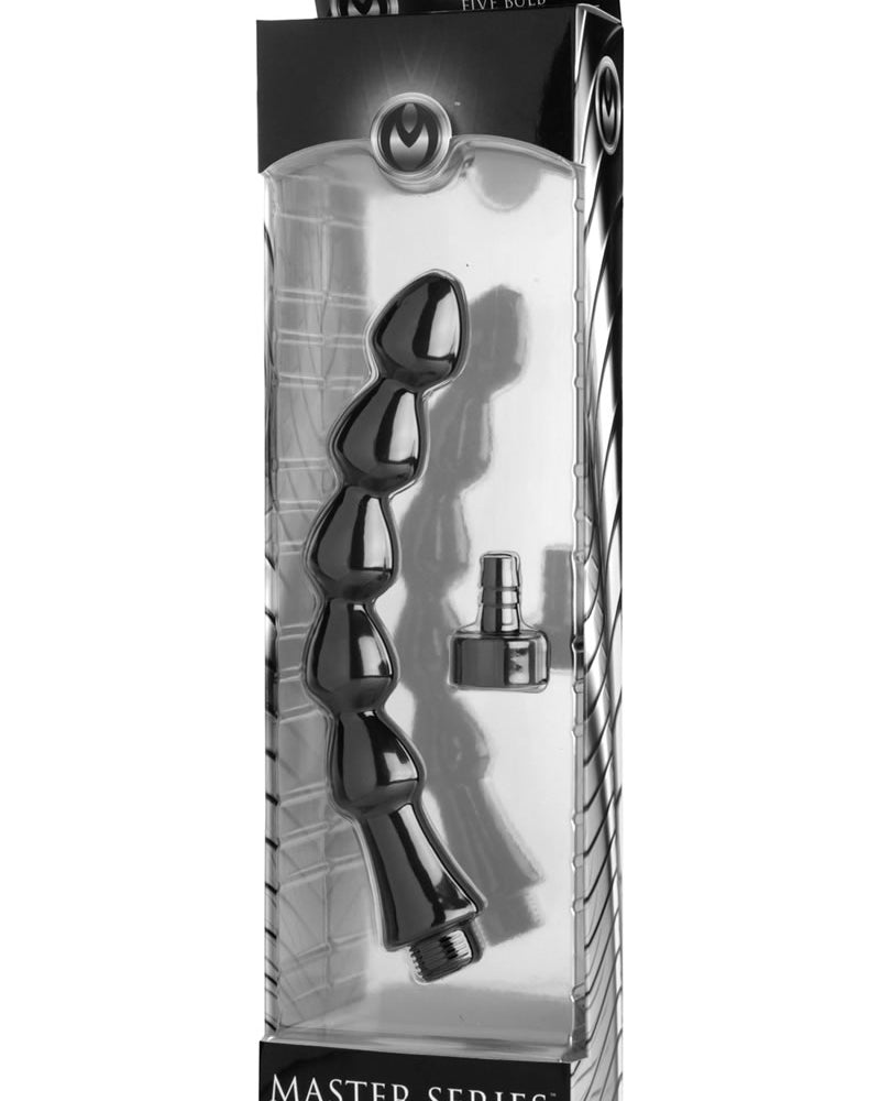 Accesorio de enema de silicona con cinco bulbos Canal de 10 pulgadas, color negro