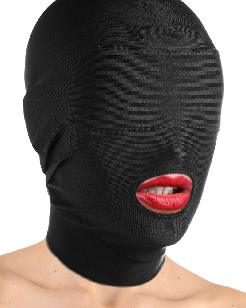 Máscara con capucha acolchada y boca abierta de Master Series Disguise, color negro