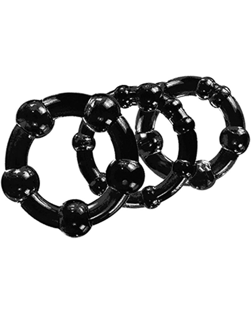 Stay Hard Beaded Cockrings Black 3 Each Per Set