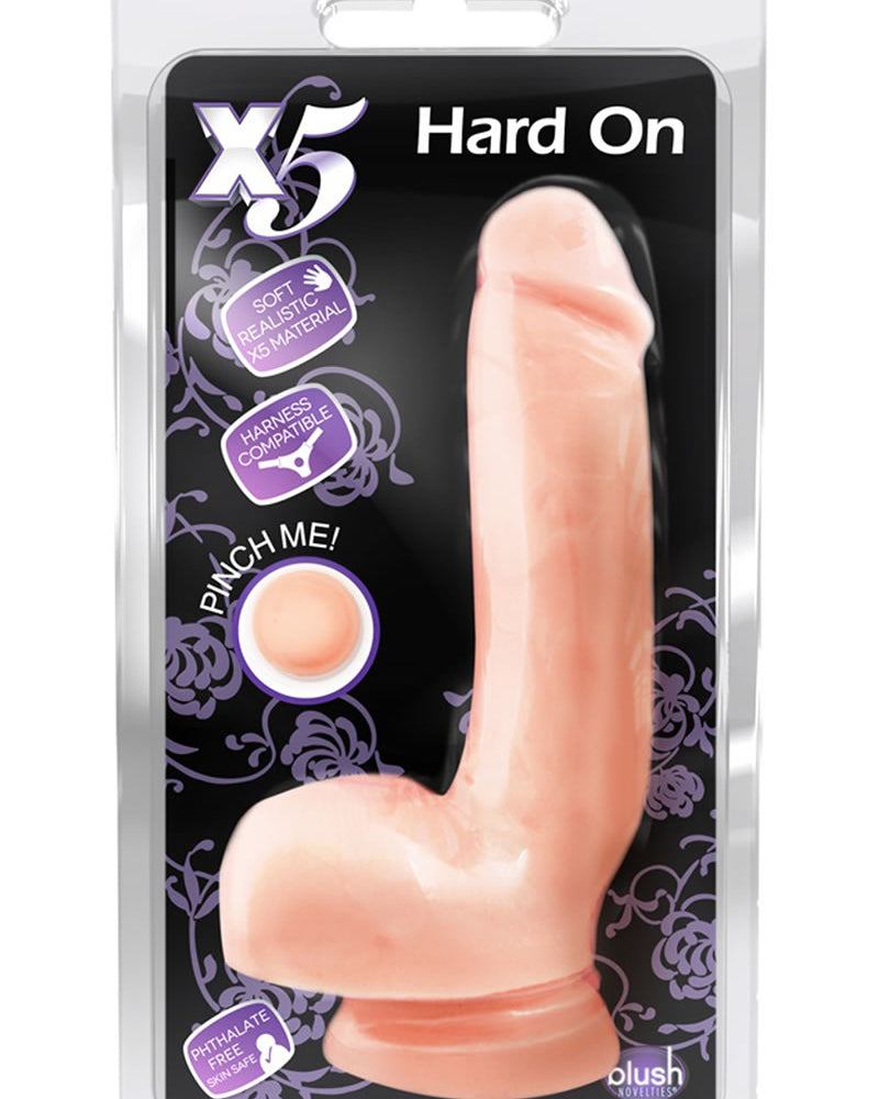 Consolador realista X5 Hard On de color beige de 8,75 pulgadas