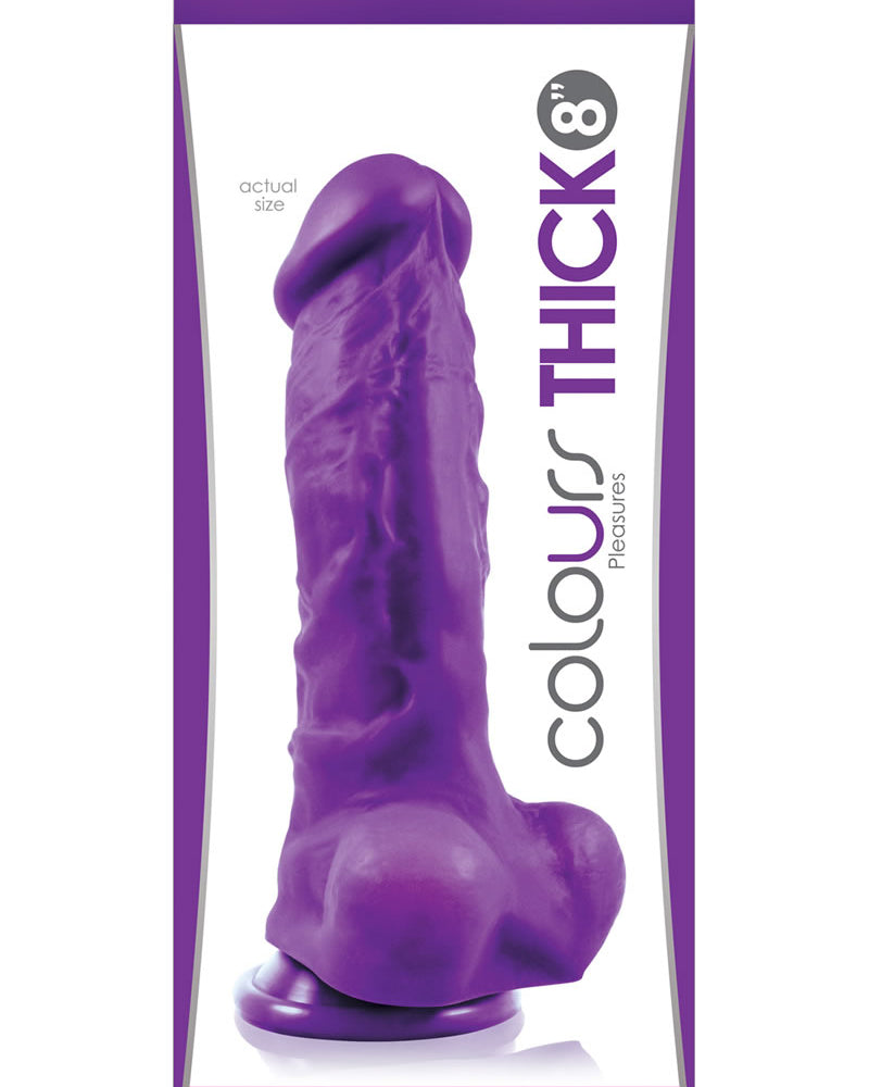 Pene grueso de silicona realista Colors Pleasures de 8 pulgadas color morado