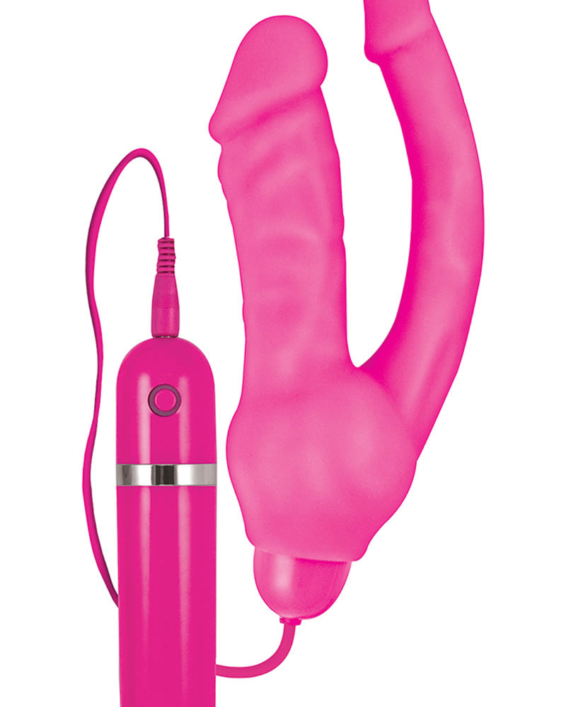 Intensifi Ali - Pene doble vibrador de silicona con 10 funciones, resistente al agua, color rosa
