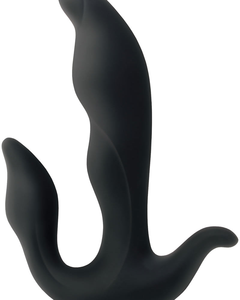 Masajeador de próstata de silicona de 3 puntos Adam and Eve, resistente al agua, color negro