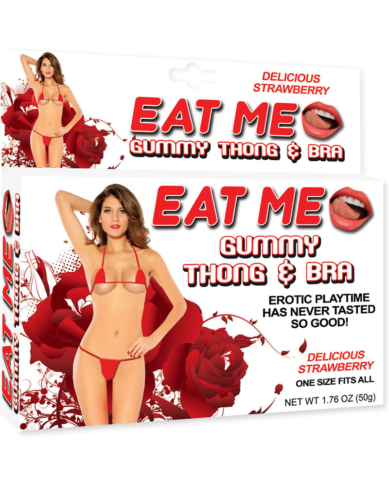 Eat Me Gummy Thong And Bra Strawberry Red One Size Fits All