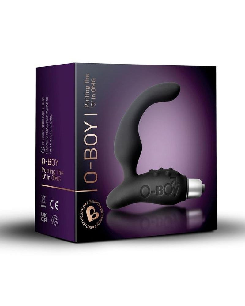 Masajeador de próstata y perineo de silicona de 7 velocidades O Boy, resistente al agua, sexy, color negro