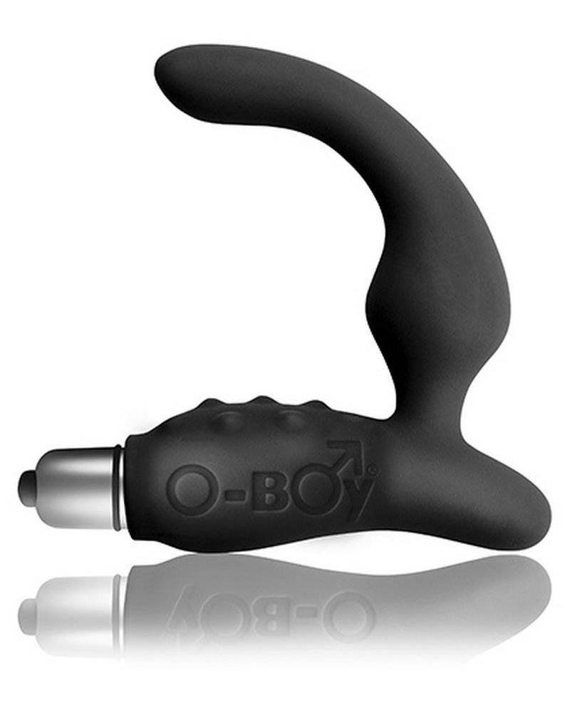 Masajeador de próstata y perineo de silicona de 7 velocidades O Boy, resistente al agua, sexy, color negro