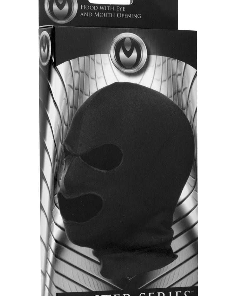 Capucha de licra con orificios para los ojos y la boca de la serie Master, color negro