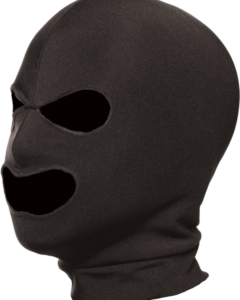 Capucha de licra con orificios para los ojos y la boca de la serie Master, color negro