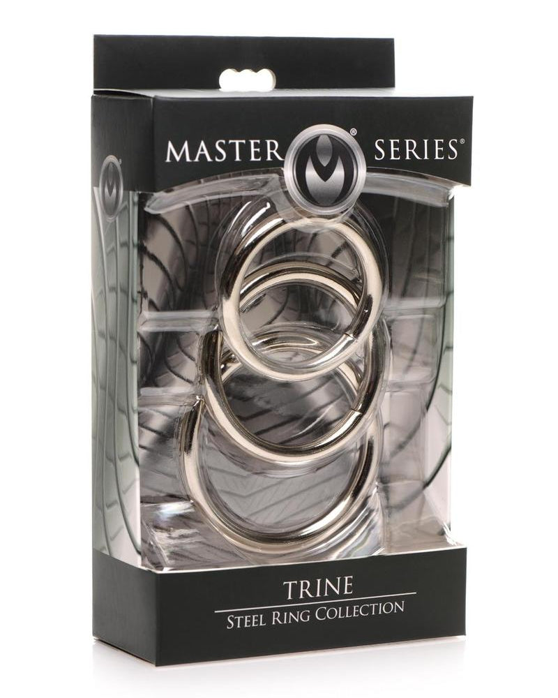 Colección de anillos de acero Master Series Trine, 3 unidades por juego