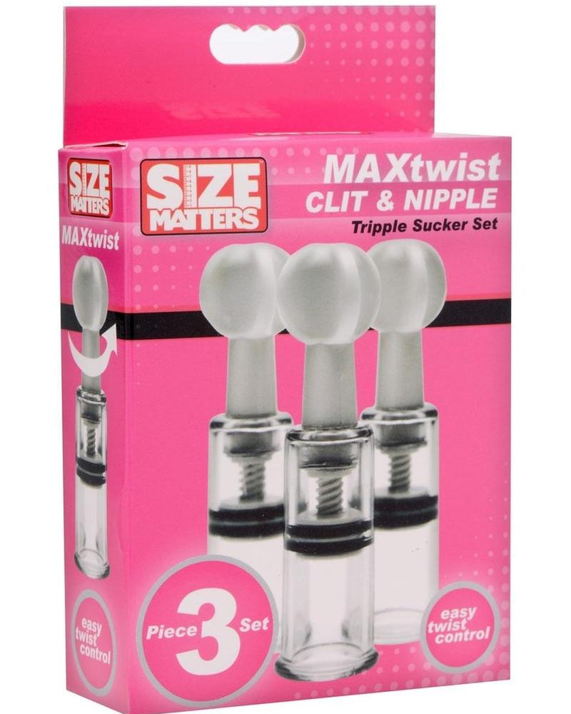 El tamaño importa: juego de triple succionador para clítoris y pezones transparente