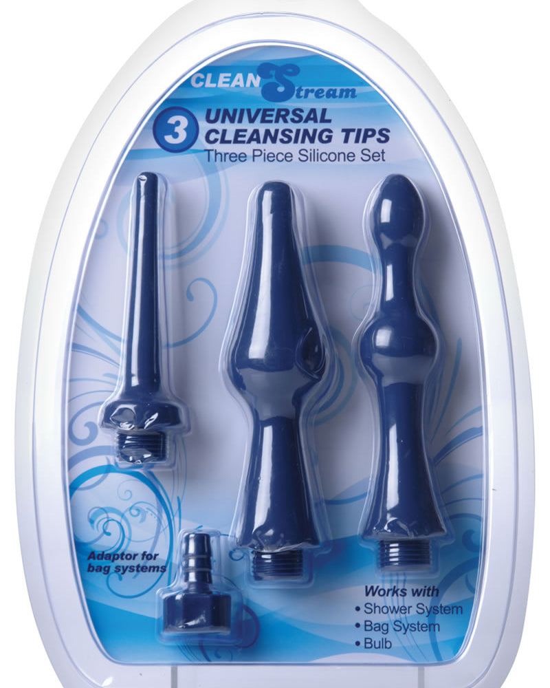 Juego de puntas de limpieza universales de silicona Clean Stream, 3 accesorios por juego, color azul