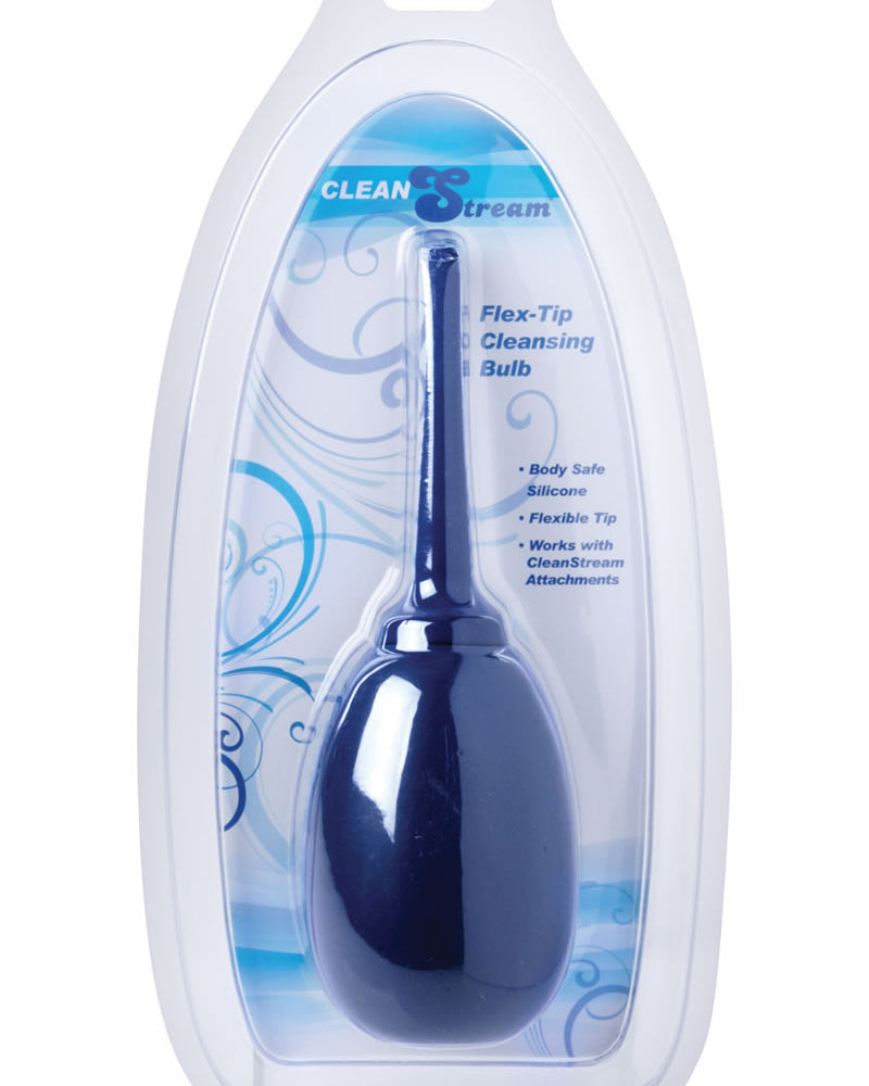 Pera de silicona para enema Clean Stream Flex Tip, color azul, 8 onzas