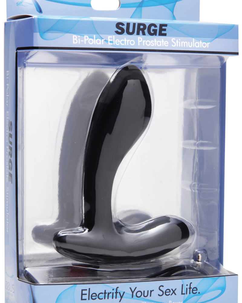 Electroestimulador de próstata de silicona bipolar Zeus Surge, color negro