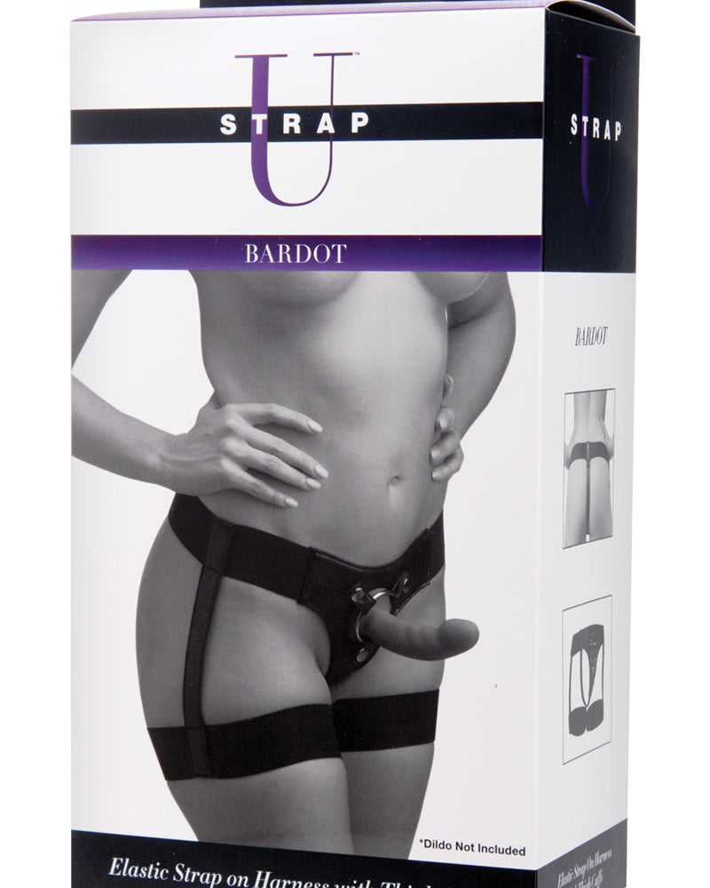 Strap U Bardot Elastic Harness With Thigh Cuffs Black
