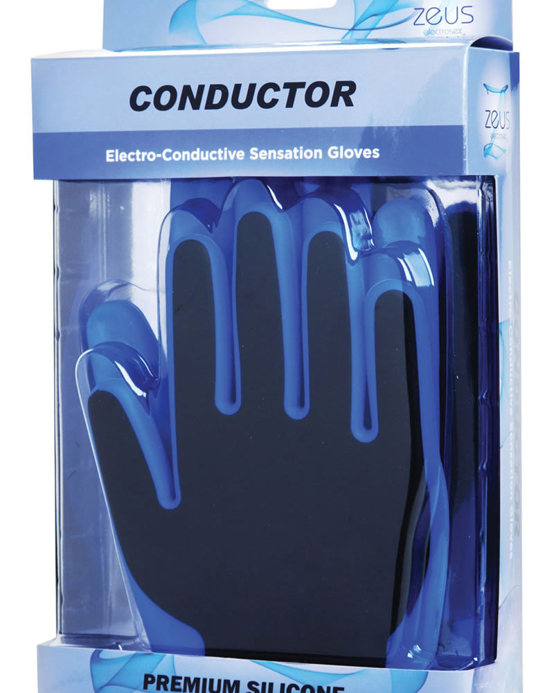 Guantes de silicona para electroestimulación Zeus Conductor de color azul