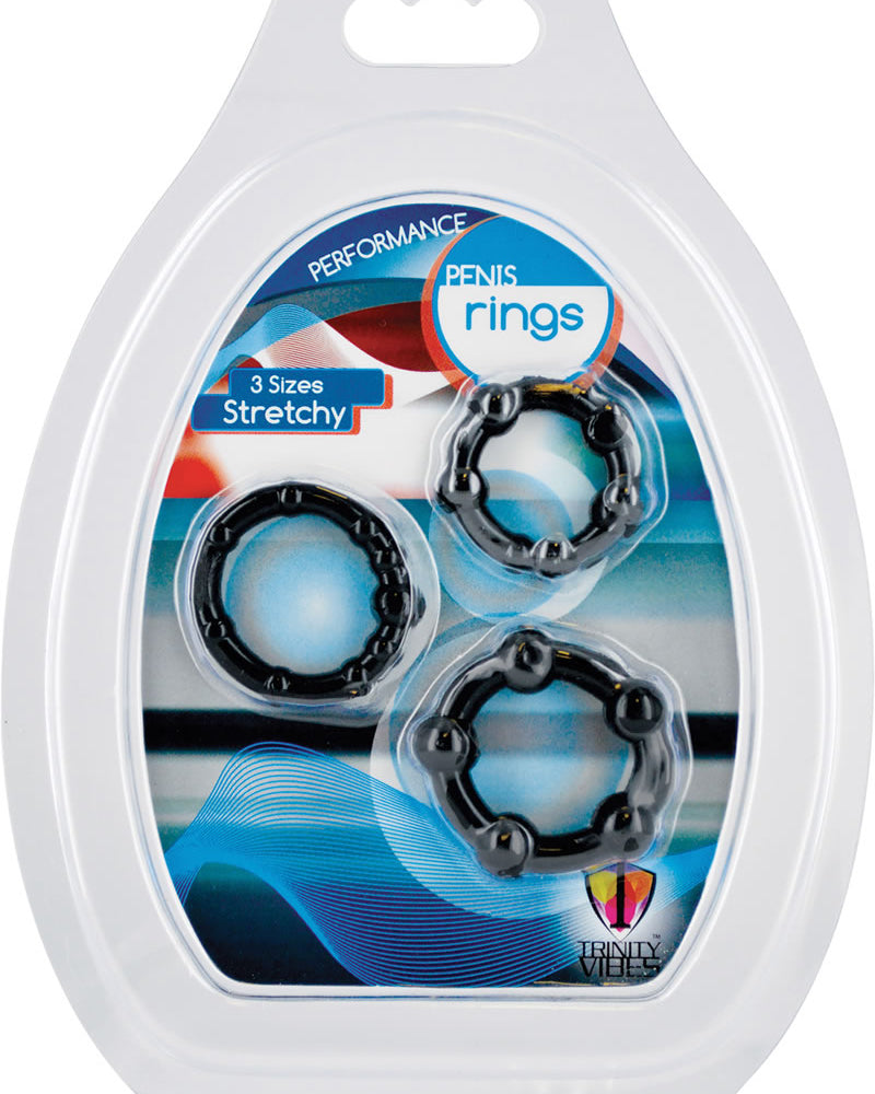 Trinity Vibes Performance Penis Rings Black
