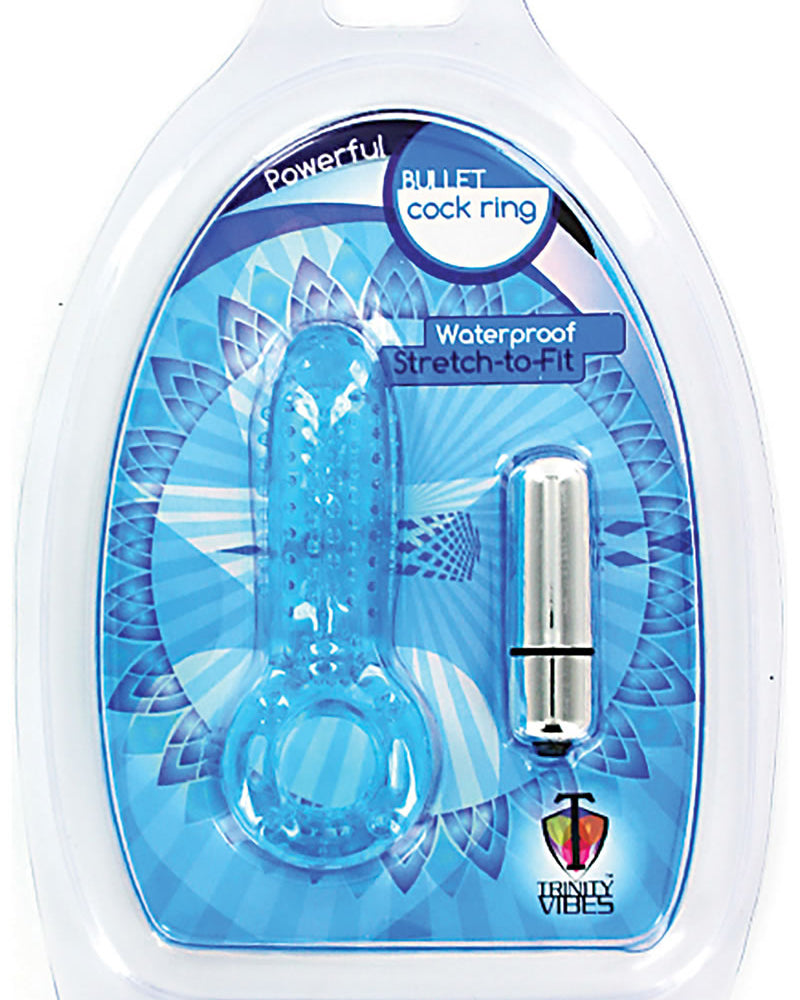 Trinity Vibes Powerful Bullet Cockring Waterproof Blue