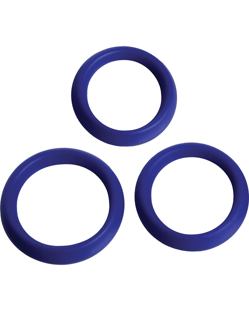 Trinity Vibes 3 Piece Silicone Erection Rings bLUE
