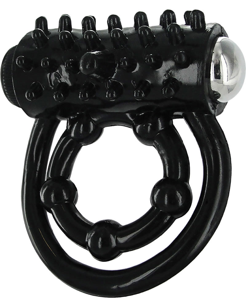 Trinity Vibes Vibrating Double Cock Ring Waterproof Black