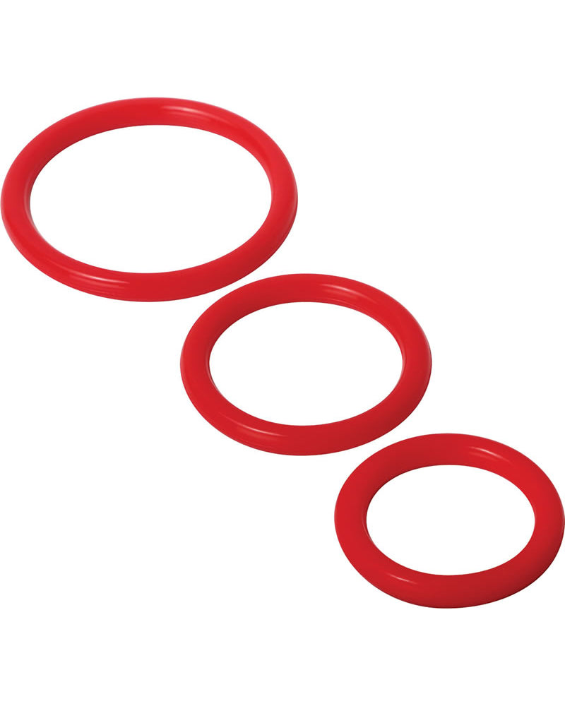 Trinity Vibes 3 Sizes Silicone Cock Rings Red
