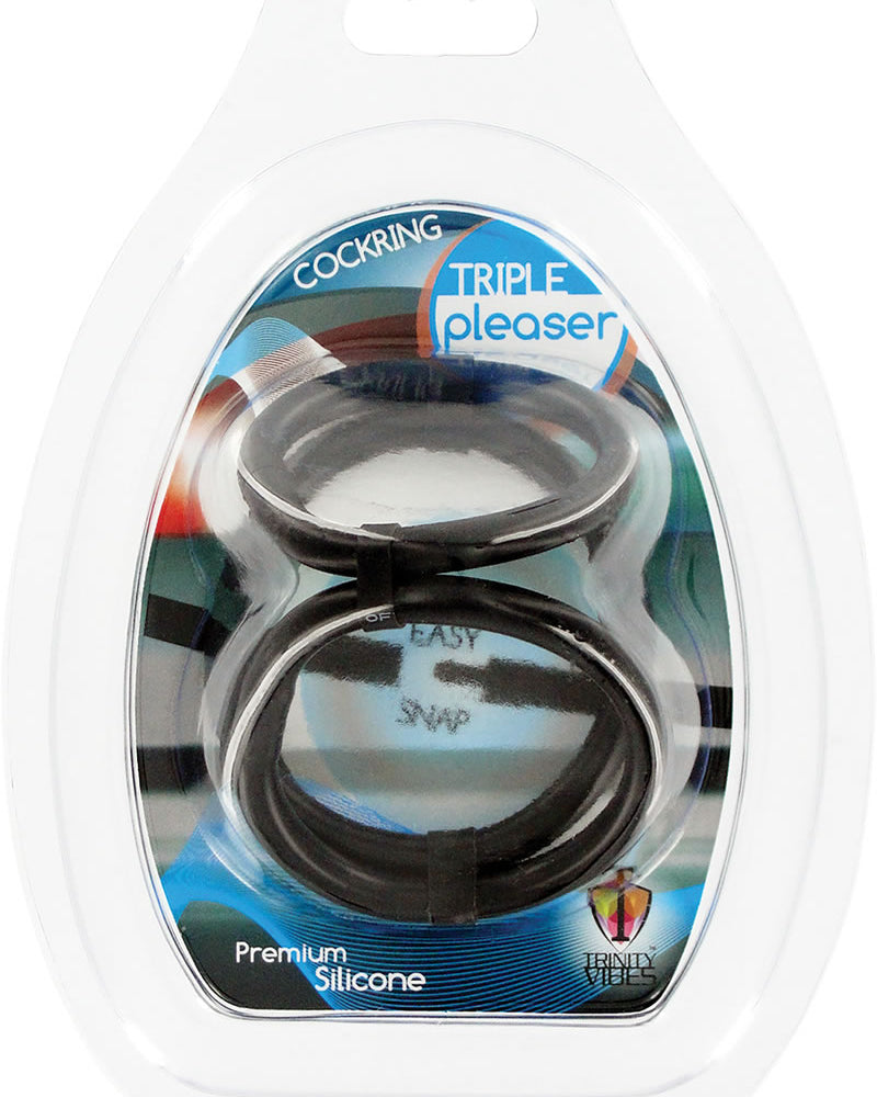 Trinity Vibes Triple Pleaser Silicone Cock Ring Black