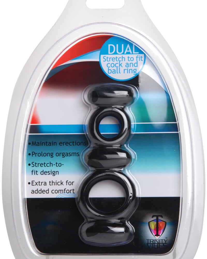 Trinity Vibes Dual Stretch To Fit Cock And Ball Ring Black