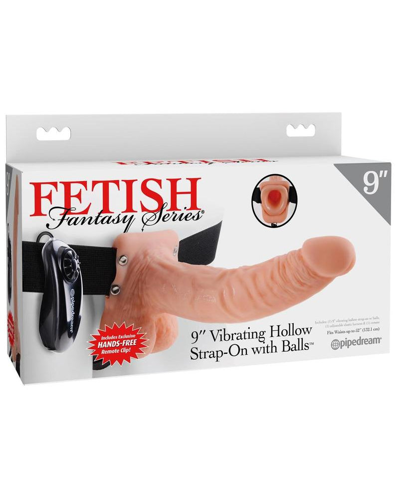 Fetish Fantasy - Correa hueca con vibrador de 23 cm y bolas color carne