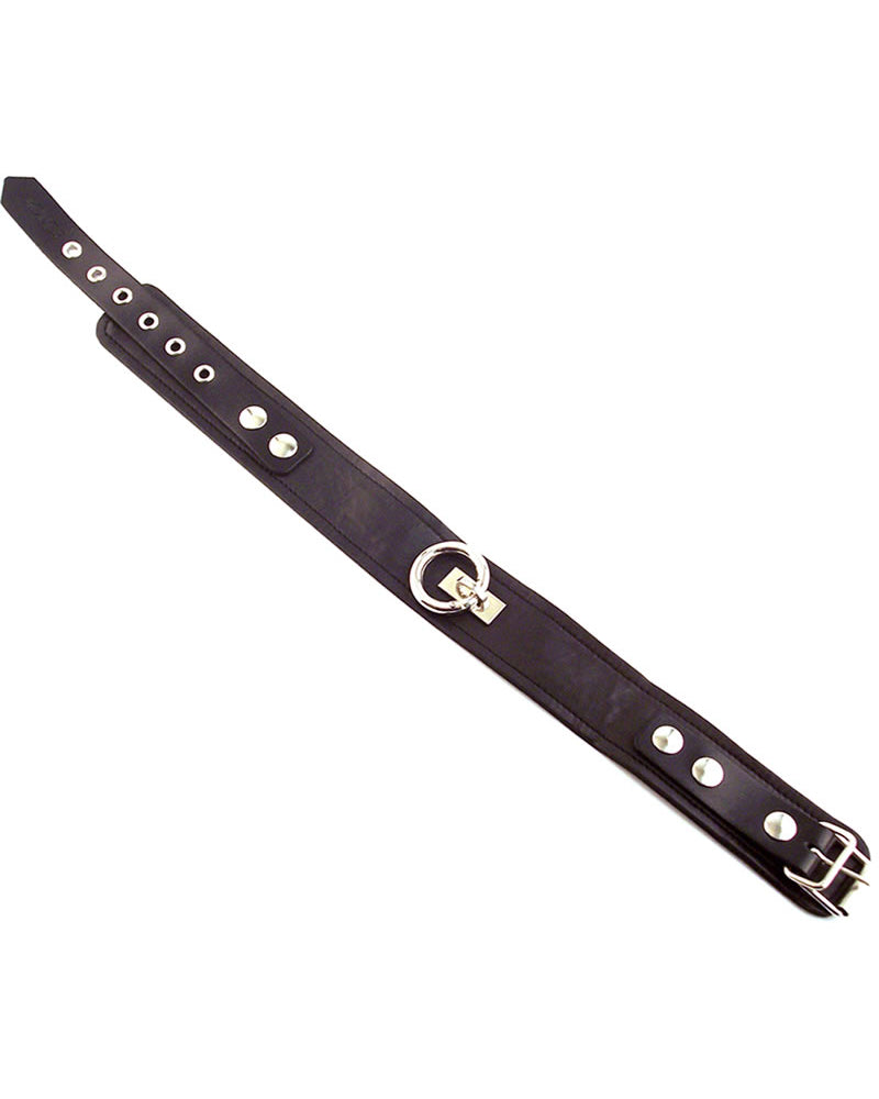 Collar de cuero liso Rouge con 1 anilla en color negro