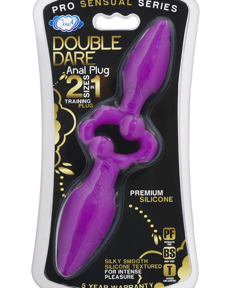 Plug anal de silicona 2 en 1 Cloud 9 Pro Sensual Double Dare morado