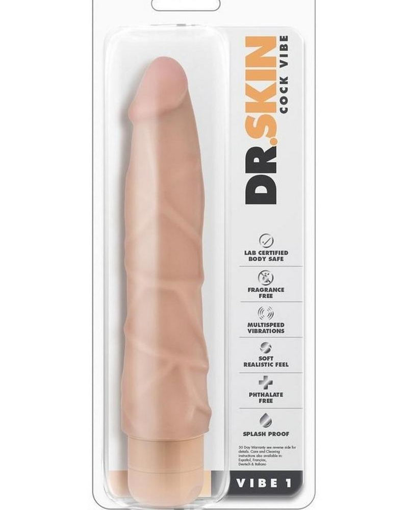 Vibrador realista Dr. Skin Cock Vibe 01 a prueba de salpicaduras, natural, 9 pulgadas
