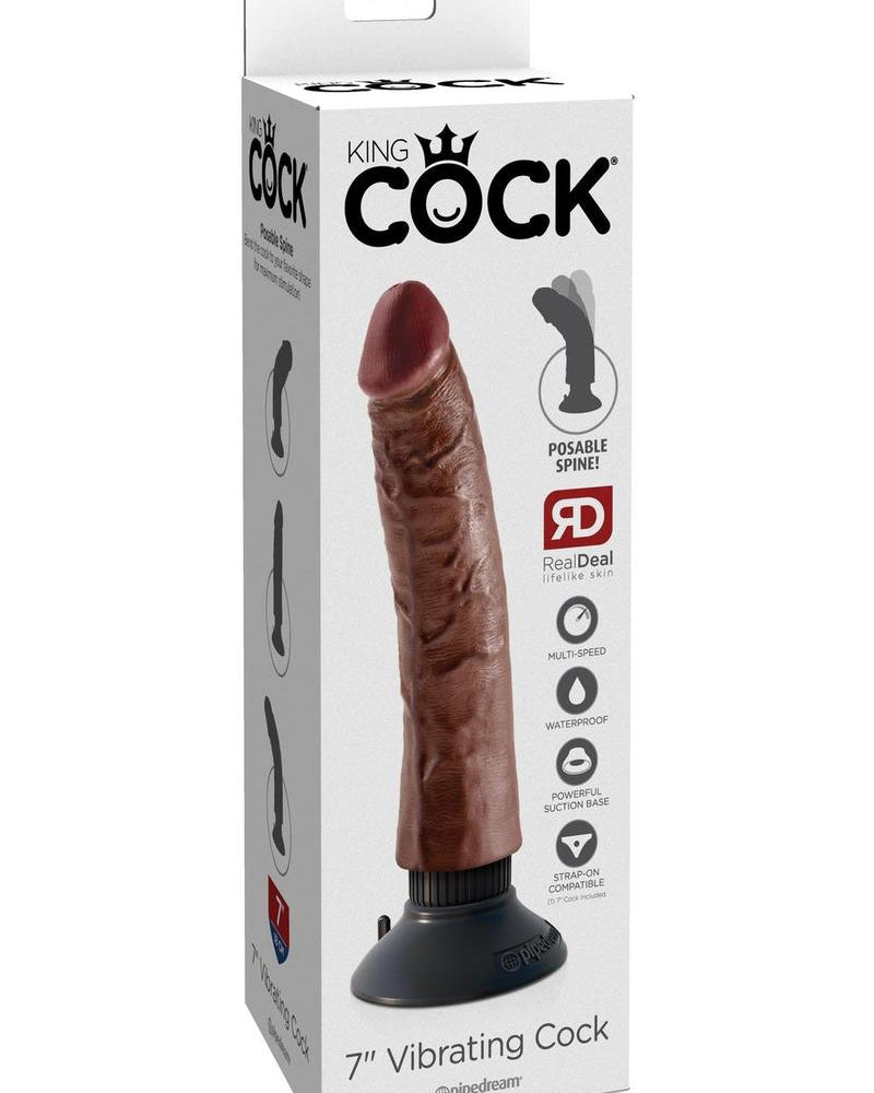 King Cock 7" Vibrating Cock Brown