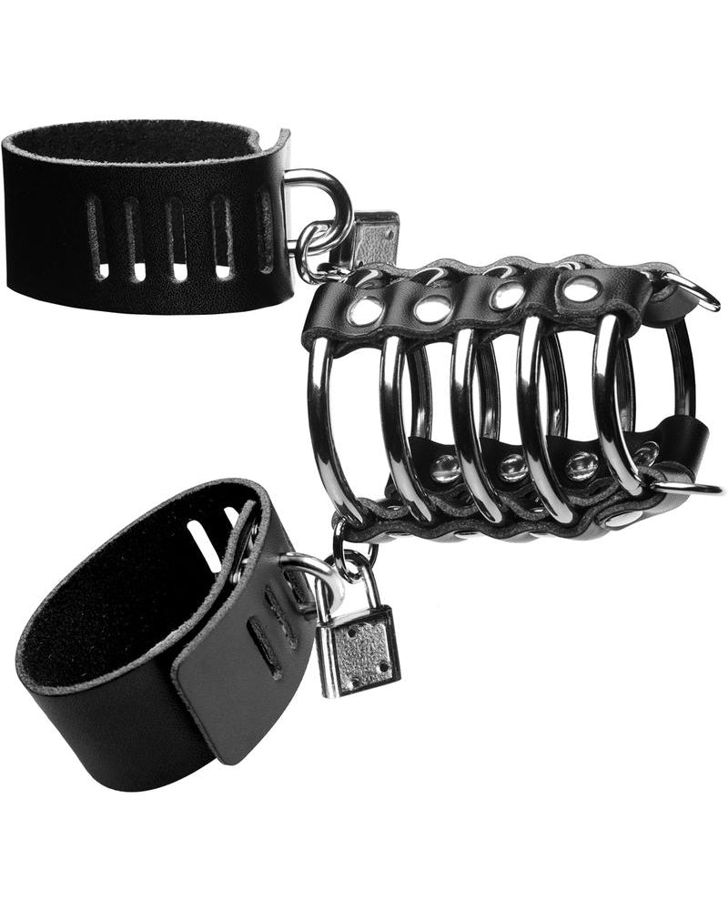 Strict 5 Ring Chastity Device With Cock And Ball Strap Metal