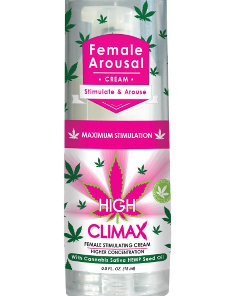 Crema estimulante femenina High Climax CBD, botella de 0,5 onzas, 6 unidades por mostrador