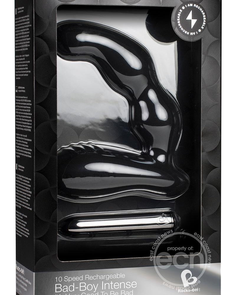 Bad Boy Intense - Recargable de silicona, 10 velocidades, resistente al agua, color negro