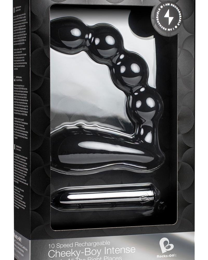 Cheeky-Boy Intense - Vibrador recargable de silicona de 10 velocidades, resistente al agua, color negro