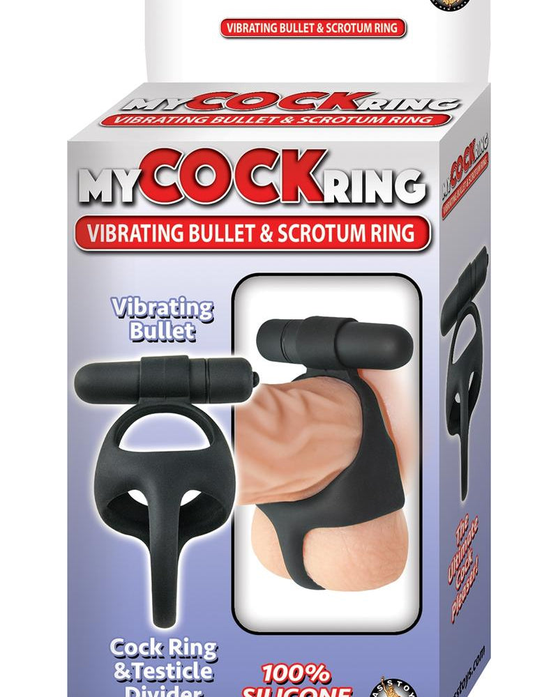 My Cock Ring Vibe Bullet and Scrotum Ring Black