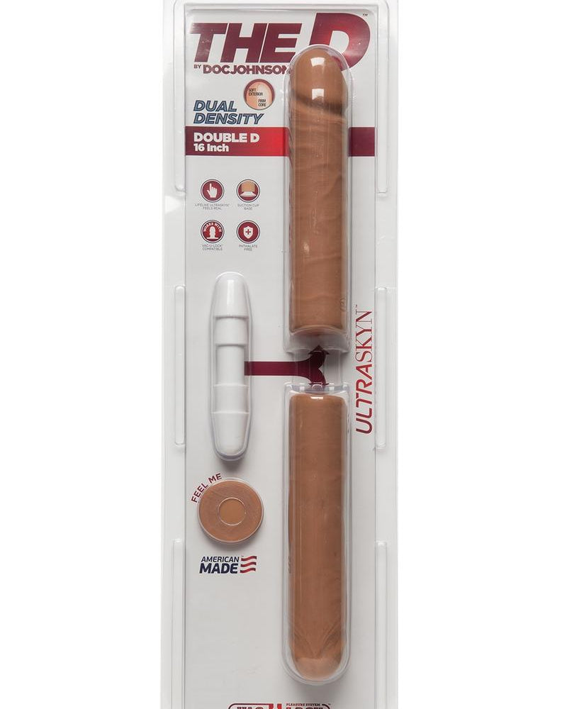 El D Double D Ultraskin Realistic Double Dong Caramel de 16 pulgadas
