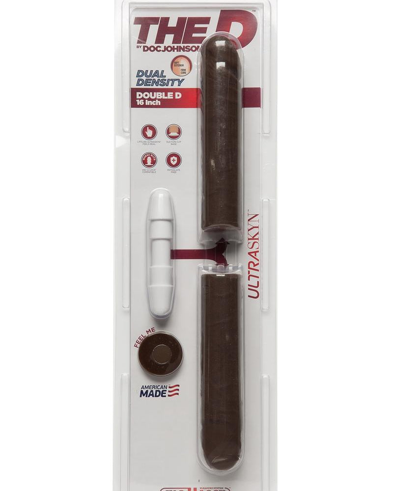 El D Double D Ultraskin Realistic Double Dong Chocolate de 16 pulgadas