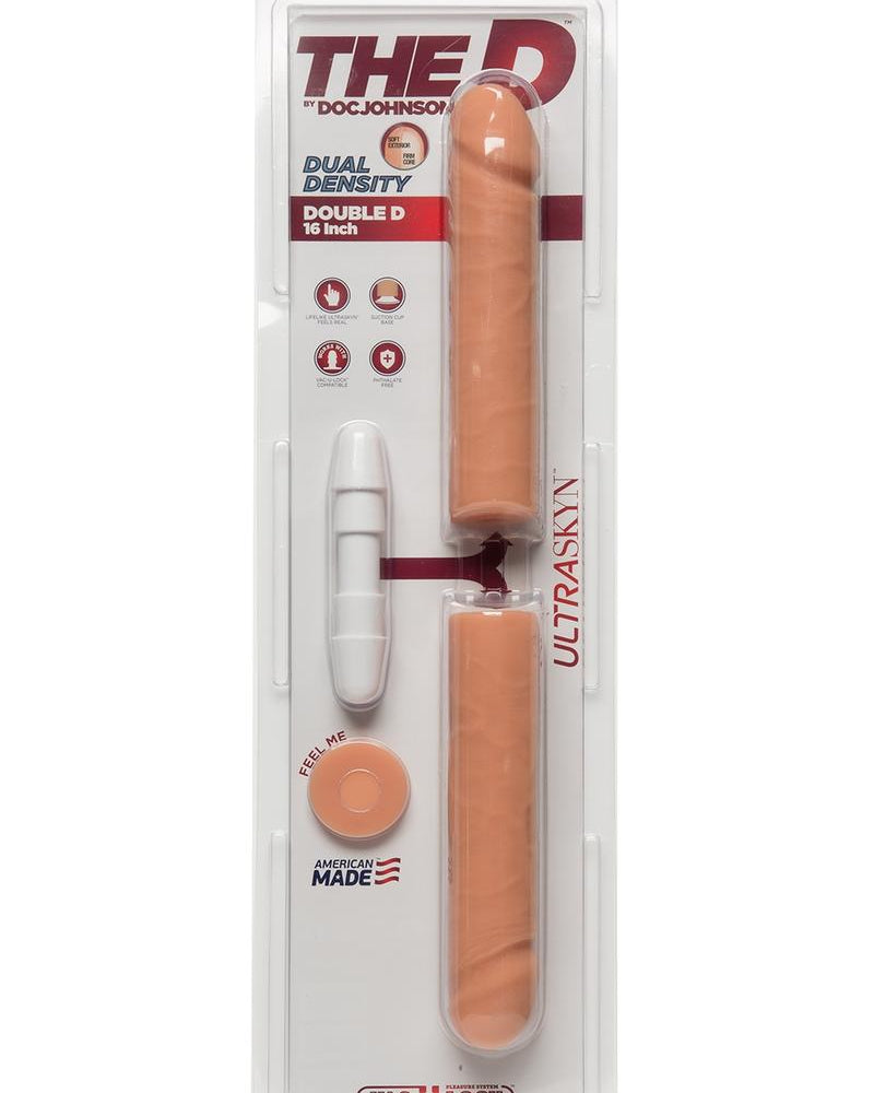 El D Double D Ultraskin Realistic Double Dong Vanilla de 16 pulgadas